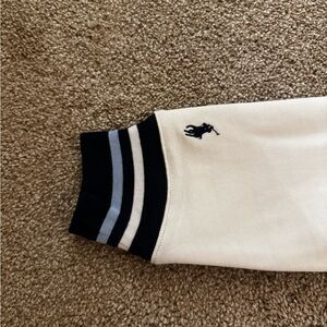 Ralph Lauren Cream Sweater with Black and Gray Stripes